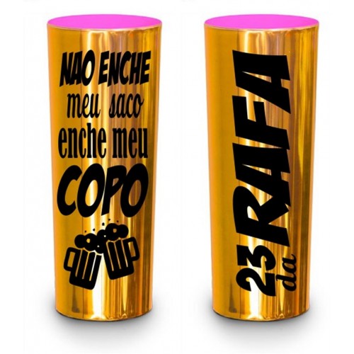 Long Drink Dourado Metalizado Personalizado - Interior Pink (Caixa c/100 unidades)